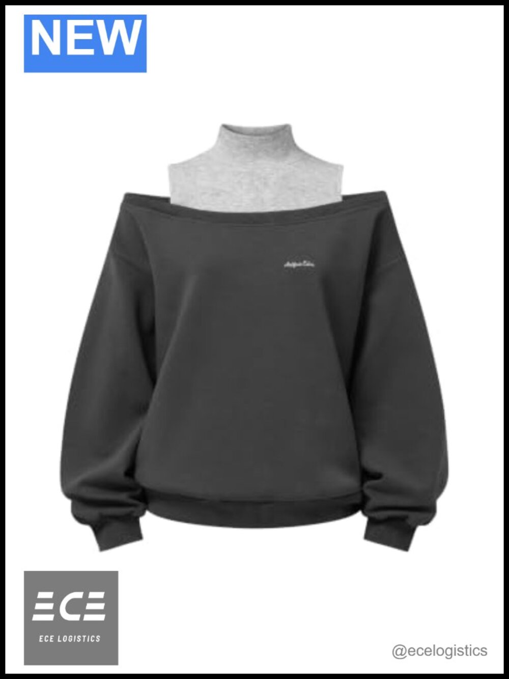 Off Shoulder Mock Neck Boxy Fit Color Block Pullover Sweatshirt